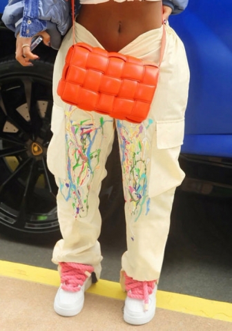 (Real Image)2022 Styles Women Fashion Spring&Winter TikTok&Instagram Styles Print Apricot Long Pants