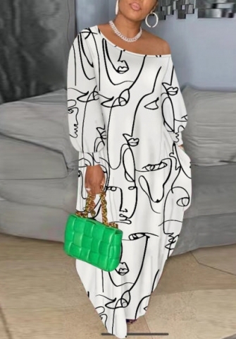 (White)(Plus Size)2022 Styles Women Fashion Spring&Winter TikTok&Instagram Styles Irregular Loose Maxi Dress