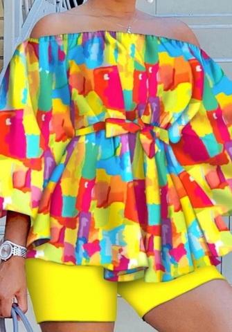 (Yellow)(Plus Size)2022 Styles Women Fashion Spring&Winter TikTok&Instagram Styles Ruffle Short Two Piece Suit