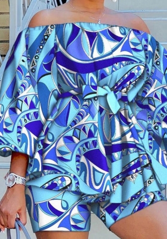 (Blue)(Plus Size)2022 Styles Women Fashion Spring&Winter TikTok&Instagram Styles Ruffle Short Two Piece Suit