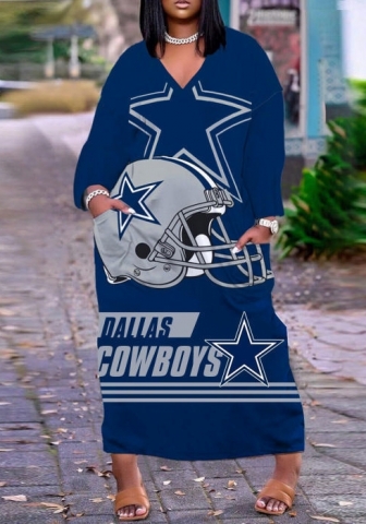 (Blue)(Plus Size)2022 Styles Women Fashion Spring&Winter TikTok&Instagram Styles Long Sleeve Loose Maxi Dress