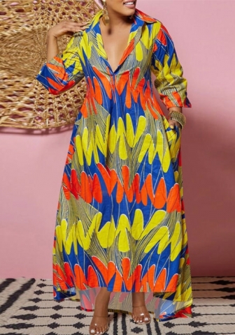 (Plus Size)2022 Styles Women Fashion Spring&Winter TikTok&Instagram Styles Print Loose Maxi Dress