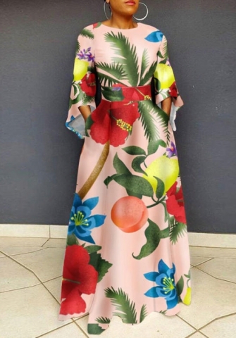 (Plus Size)2022 Styles Women Fashion Spring&Winter TikTok&Instagram Styles Print LooseMaxi Dress