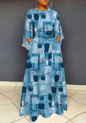 (Plus Size)2022 Styles Women Fashion Spring&Winter TikTok&Instagram Styles Print LooseMaxi Dress