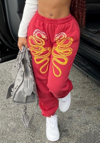 (Real Image)2022 Styles Women Fashion Spring&Winter TikTok&Instagram Styles Red Snake Long Pants