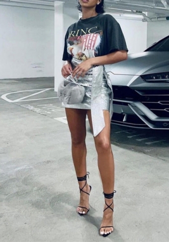 (Only Bottom)(Real Image)2022 Styles Women Fashion Spring&Winter TikTok&Instagram Styles Sliver Skirts