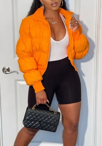 (Orange)2022 Styles Women Fashion Spring&Winter TikTok&Instagram Styles Solid Color Front Zipper Coat