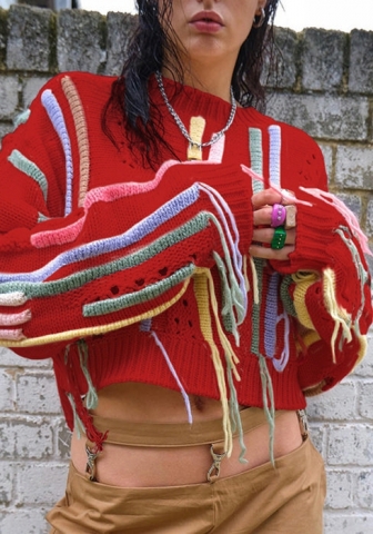 (Red)2022 Styles Women Fashion Spring&Winter TikTok&Instagram Styles Round Neck Sweater Tops