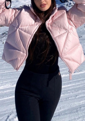 (Pink)2022 Styles Women Fashion Spring&Winter TikTok&Instagram Styles Front Zipper Solid Color Coat
