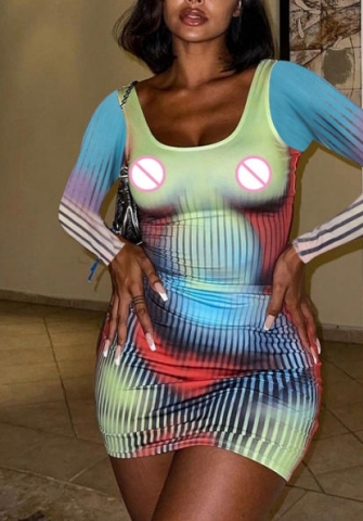 (Real Image)2022 Styles Women Fashion Spring&Winter TikTok&Instagram Styles PRint Long Sleeve Mini Dress