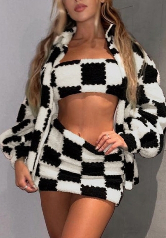 (Real Image)2022 Styles Women Fashion Spring&Winter TikTok&Instagram Styles Contrast Color Short Two Piece Dress+Coat 3 Piiece Suit