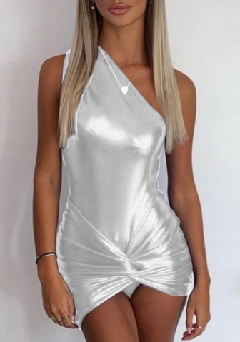 (Sliver)2022 Styles Women Fashion Spring&Winter TikTok&Instagram Styles Single Shoulder Mini Dress