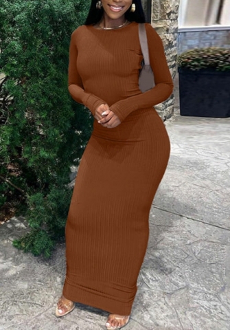 (Real Image)2022 Styles Women Fashion Spring&Winter TikTok&Instagram Styles Solid Color Long Sleeve Maxi Dress