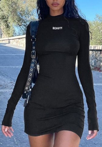 (Real Image)2022 Styles Women Fashion Spring&Winter TikTok&Instagram Styles Solid Color Long Sleeve Mini Dress