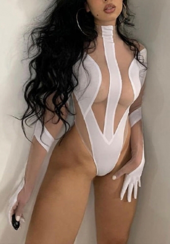 (White)2022 Styles Women Fashion Spring&Winter TikTok&Instagram Styles Mesh Long Sleeve Bodysuit