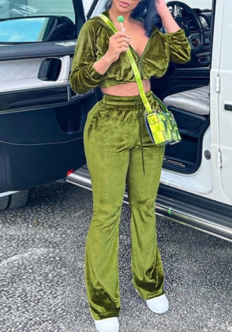 (Real Image)2022 Styles Women Fashion Spring&Winter TikTok&Instagram StylesGreen Velvet Two Piece Suit