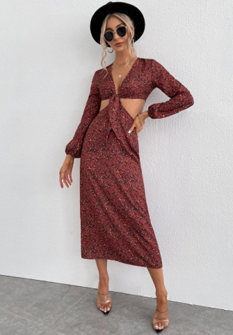 (Real Image)2022 Styles Women Fashion Spring&Winter TikTok&Instagram Styles Floral Cut Out Midi Dress