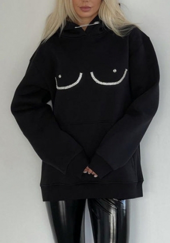 (Real Image)2022 Styles Women Fashion Spring&Winter TikTok&Instagram Styles Black Hoodie Loose Coat