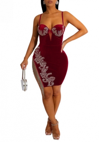 (Real Image)2022 Styles Women Fashion Spring&Winter TikTok&Instagram Styles Red Sequins Tassel Mini Dress