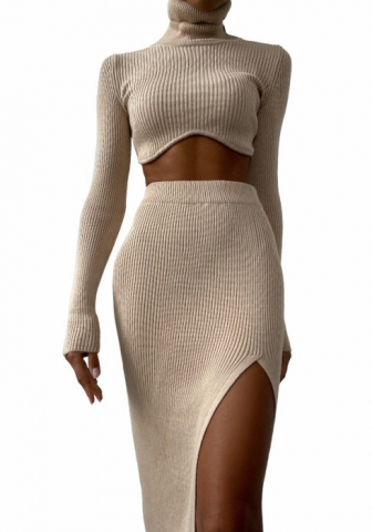 (Apricot)2022 Styles Women Fashion Spring&Winter TikTok&Instagram Styles Long Sleeve Two Piece Maxi Dress