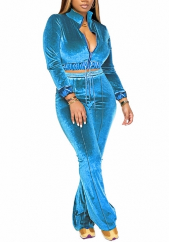 (Blue)2022 Styles Women Fashion Spring&Winter TikTok&Instagram Styles Velvet Two Piece Suit