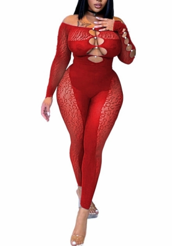 (Red)2022 Styles Women Fashion Spring&Winter TikTok&Instagram Styles Lace Cut Out Jumpsuit