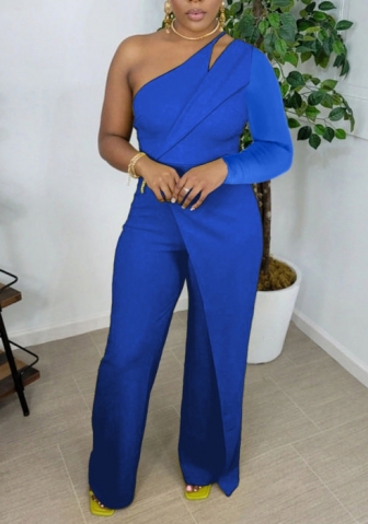 (Blue)2022 Styles Women Fashion Spring&Winter TikTok&Instagram Styles Single Shoulder Long Sleeve Jumpsuit