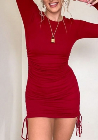 (Real Image)2022 Styles Women Fashion Spring&Winter TikTok&Instagram Styles Long Sleeve Solid Color Casual Mini Dress