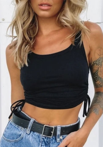 (Black)2022 Styles Women Fashion Spring&Winter TikTok&Instagram Styles Double Ruffle Tie Tank Tops