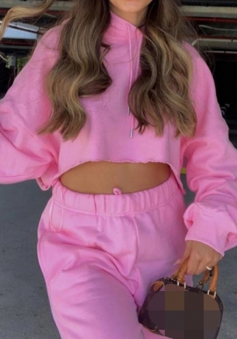 (Real Image)2022 Styles Women Fashion Spring&Winter TikTok&Instagram Styles Strap Solid Color Hoodie Two Piece Suit