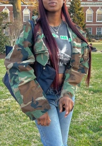 (Real Image)2022 Styles Women Fashion Spring&Winter TikTok&Instagram Styles Camouflage Long Sleeve Short Coats