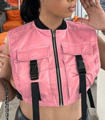 (Real Image)2022 Styles Women Fashion Spring&Winter TikTok&Instagram Styles Front Zipper Sleeveless Coat