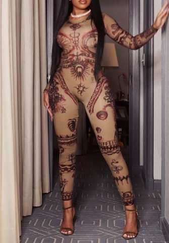 (Real Image)2022 Styles Women Fashion Spring&Winter TikTok&Instagram Styles Print Long Sleeve Jumpsuit