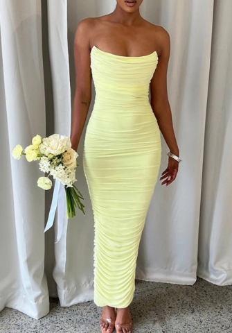 (Yellow)2022 Styles Women Fashion Spring&Winter TikTok&Instagram Styles Halter Split Maxi Dress