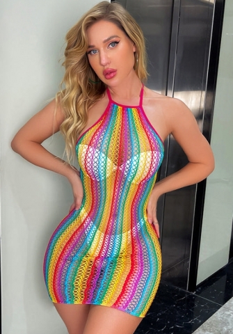 (Real Image)2022 Styles Women Sexy Spring&Winter TikTok&Instagram Styles Net Colorful Mini Dress