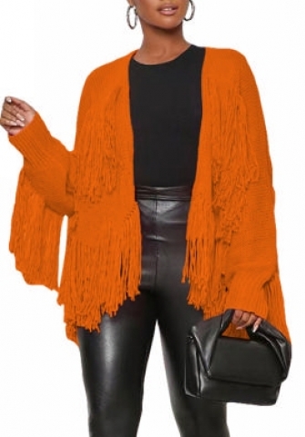 (Orange)2022 Styles Women Sexy Spring&Winter TikTok&Instagram Styles Tassel Sweater Coats
