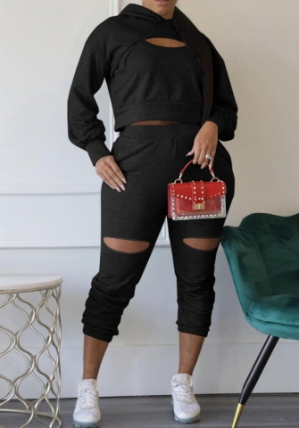 (Black,Real Image)2022 Styles Women Sexy Spring&Winter TikTok&Instagram Styles Cut Out Two Piece Suit