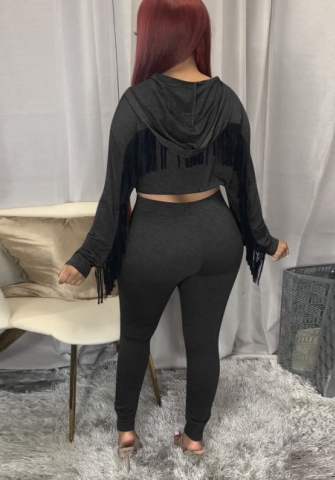 (Black)2022 Styles Women Sexy Spring&Winter TikTok&Instagram Styles Tassel Two Piece Suit