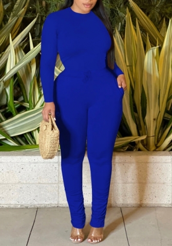 (Blue)2022 Styles Women Sexy Spring&Winter TikTok&Instagram Styles Solid Color Two Piece Suit