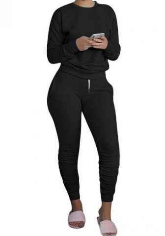 (Black)2022 Styles Women Sexy Spring&Winter TikTok&Instagram Styles Solid Color Two Piece Suit