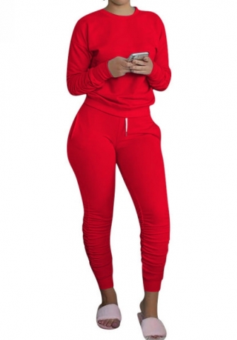 (Red)2022 Styles Women Sexy Spring&Winter TikTok&Instagram Styles Solid Color Two Piece Suit