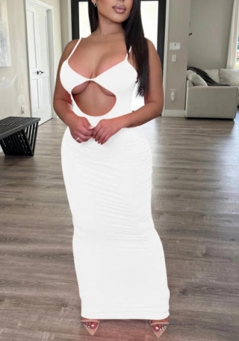 (White)2022 Styles Women Sexy Spring&Winter TikTok&Instagram Styles Cut Out Strap Maxi Dress
