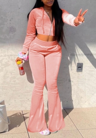 (Pink)2022 Styles Women Sexy Spring&Winter TikTok&Instagram Styles Velvet Two Piece Suit