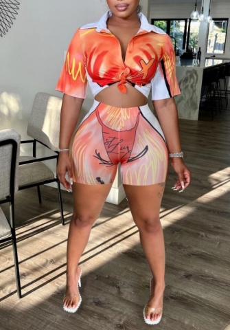 (Real Image)2022 Styles Women Sexy Spring&Winter TikTok&Instagram Styles Print Short Two Piece Suit