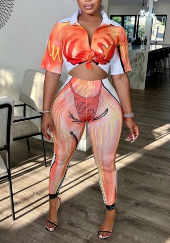 (Real Image)2022 Styles Women Sexy Spring&Winter TikTok&Instagram Styles Print Two Piece Suit