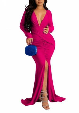 (Rose)2022 Styles Women Sexy Spring&Winter TikTok&Instagram Styles Cross V Neck Long Sleeve Maxi Dress