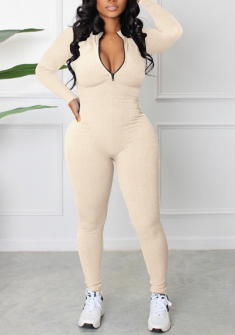 (Real Image)2022 Styles Women Sexy Spring&Winter TikTok&Instagram Styles Front Zipper Long Sleeve Jumpsuit