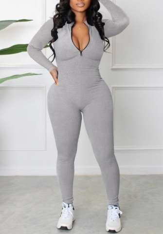 (Real Image)2022 Styles Women Sexy Spring&Winter TikTok&Instagram Styles Front Zipper Long Sleeve Jumpsuit