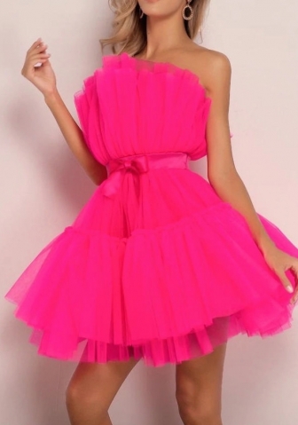 (Rose)2022 Styles Women Sexy Spring&Winter TikTok&Instagram Styles Ruffle Mesh Mini Dress