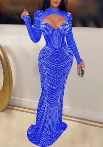 (Blue)2022 Styles Women Sexy Spring&Winter TikTok&Instagram Styles Sequins Long Sleeve Maxi Dress